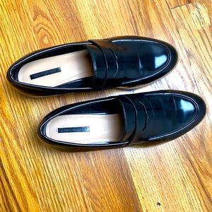 Women's Zara Trafaluc Black Wedge Flat Loafers